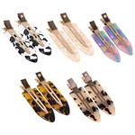 HAYHOI 10PCS No Bend Hair Clips, Acrylic Resin Flat Clip, No Crease Curl Small Pin, Hair Barrette Bang Tool for Makeup-Hairstyle Accessories for Women Girls Gifts, Leopard White Black