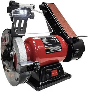 LUMBER JACK 150mm Bench Grinder with 50mm Belt Sander & LED Work Light 400W, Adjustable Tool Rests and Spark Guard