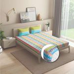 Wakefit Cotton Fitted Bedsheet | 144 TC Elastic Fitted Sheet, King Bed Bedsheet With 2 Pillow Printed Covers | Parisa - 78X72 Inches, Multicolor