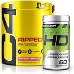 C4 Ripped & SuperHD, The Thermogenic Bundle, C4 Ripped Pre Workout Powder, Raspberry Lemonade 30 Servings + SuperHD with Capsimax and Green Tea Extract, 60 Servings