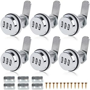 RealPlus 6pcs Combination Cam Lock, Combination Cabinet Lock Password Coded Cabinet Lock (6pcs 1-1/8", Silver)