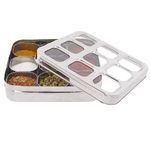 Authentic Indian Spice Tin Box Square Masala Dabba Stainless Steel Large 9 Compartments Square Cutting Transparent Lid Curry Cooking Spices Herb Seasoning Box Kitchen Masala Container Storage Gift Set