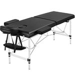 Yaheetech Foldable Massage Bed Portable Lash Table Beauty Bed Professional Salon Bed Alloy Spa Table Aluminum 60 cm Width 2 Section Black