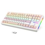 LexonElec x ATTACK SHARK M87 75% Wireless Gaming Keyboard, BT5/2.4G/Wired, 27 RGB Chroma Backlit, TKL Gasket Mechanical Keyboard with Hot-swap Linear Switch, Side Print Gradient PBT Keycap-Pink/Purple