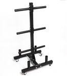 Bumper Plate Weight Tree and Bar Holder 2.0 [Bells of Steel] Bumper Plate Storage Weight Plate Rack | Weight Tree Rack with 4 Barbell Bar Holders | Lockable Wheels Weight Plate Tree, 1740lbs Capacity