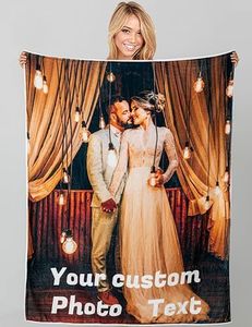 Yacheng Manta Personalizada,Manta De Collage De Fotos con Texto De Franela Personalizable,Adecuada para Adultos Y Niños,Regalo Personalizado para Familiares,Amigos Y Mascotas (1 Foto)