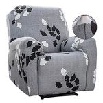 Recliner Chair Cover, Soft Non-slip Stretch Reclining Sofa Slipcover, Fashion Single Seat Sofa Couch Cover Decorative Furniture Protector for Home Living Room Bedroom Hotel(Maple Leaf Love Gray)