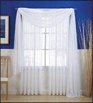 3 Piece Sheer Panel (2 Pieces 58" x 84") and Scarf Window (1 Pieces 37" x 216") Curtain Combo Set (White)