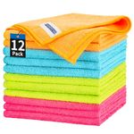 HOMERHYME Microfiber Cleaning Cloth, 12 Pack Cleaning Towels, 12" x 12" Cleaning Rags, Lint Free Dusting Cloth, Reusable Kitchen Towels, All Purpose Microfiber Towels for Kitchen Car House Office