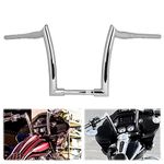 YHTIMIOX 12" Rise 1.5" Fat Motorcycle Handlebars Sharp Sheep Horn Style Ape Hangers Handlebar Compatible with Harley Dyna Scooter Softail Sportster Road King Chrome