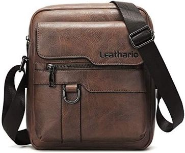 Leathario Men's Crossbody Shoulder Bag, Leather Messenger Bag, Side Sling Purse for Men Women, Daypacks for Business Travel