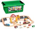 BRIO World Cargo Railway Deluxe - Wooden Track Train Set - Battery-Powered Engine, 3 Cranes, Bridge, Truck - Kids Ages 3+ - Compatible with All Wooden Rail Sets - FSC Certified Wood - 54-Pieces