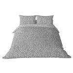 Brielle Mako satin bed linen set, reversible bed linen, 100% cotton,220 thread count, silky soft, luxurious, with zip, dark grey-light grey, 3-piece, duvet cover 240x220 cm, pillowcase 2x60x70 cm