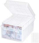 Lifewit Photo Storage Box 5x7 5R Photo Case, 9 Inner Photo Keeper, Clear Photo Boxes Storage, Seed Organiser, Craft Storage Box for Cards Pictures Stamps Office Supplies with 1 Sheet Label Sticker