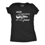 Womens Hello Darkness My Old Friend Tshirt Funny Skeleton Coffee Lover Graphic Tee Funny Womens T Shirts Halloween T Shirt for Women Funny Coffee T Shirt Black 3XL