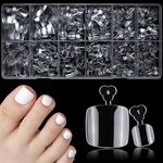 Lifextol 600pc Short Toe Nail Tips Fake Nails Press on Nails Clear Nail Tips Full Cover False Nail Artificial Toenails, 12 Sizes Soft Gel x Nail Tips for Acrylic Nails Gel x Nail Extentions