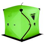 Wuotan Gears Ice Fishing Tent Insulated with Black-Out Material, 5'11" x5'11" 34 Sq Ft Shelter for 3-4 People, Instant Hut for Ice Fishing, 300 Denier Water Resistant Material with Two Extra Layers