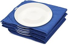 Navaris Electric Plate Warmer - 10 Plate Blanket Heater Pockets for Warming Dinner Plates to 165 Degrees in 10 Minutes - Thin Folding Design - Blue