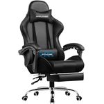 GTPLAYER Gaming Chair, Massage Ergonomic Computer Chair with Footrest and Lumbar Support Height Adjustable with 360°-Swivel Seat and Headrest for Office Black