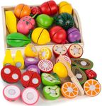 MCPINKY 15PCS Wooden Play Food, Pla