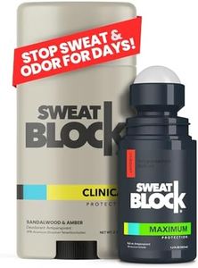 SweatBlock Antiperspirant Deodorant System | MAXIMUM CLINICAL STRENGTH for Men & Women | Hyperhidrosis Aid for up to 7 Days Sweat Control | Roll On 1.2 fl oz + Sandalwood & Amber Deo Stick 2.7oz