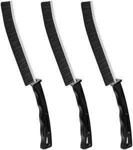 YUNGMAX 3PCS Hard Bristle Crevice Cleaning Brushes, Long Handle Bathroom Tile Grout Cleaner Brush, Narrow Curved Gap Cleaning Tool Scrubs Nooks and Crannies