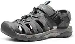 NORTIV 8 Men's Sandals, Closed Toe Athletic Sport Sandals, Mens Summer Shoes, Lightweight Trail Walking Sandals for Men Grey/Blue Size 7 US SNAS222M