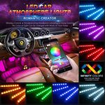 Automaze Bluetooth App Controlled 48 Atmosphere Light Multicolour Music Car Strip Lamp for Car Interior (12 LED)