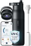 LARQ PureVis 2 Self Cleaning Water Bottle - UV Water Purifier with Filter Straw, Smart App Hydration Tracking, Insulated Stainless Steel - Obsidian Black, 34 Oz