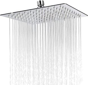 IONIX 12 x 12 Stainless Steel 304 shower head 12 inch, shower head for bathroom 12 inch Easy self installation, 1 set, silver