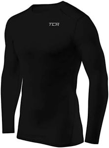 TCA Men's HyperFusion Compression Base Layer Top Long Sleeve Under Shirt - Crew Neck - Black, L