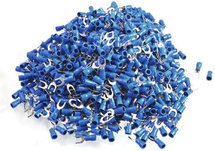 uxcell 1000 Pcs SV2-5 AWG 16-14 Blue Pre Insulated Fork Terminals Connector