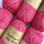 Cotton to The Core Knit & Crochet Yarn, Soft for Babies, (Free Patterns), 6 skeins, 852 yards/300 Grams, Light Worsted Gauge 3, Machine Wash (Hot Pink)