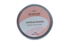 The Bare Bar Sandalwood Body Butter for Dry Skin - 50gm | 48hrs Intense Moisturization | Shea Butter Moisturizer with Mango Butter & Vitamin E| No Chemicals & Parabens | For All Skin Types
