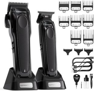 SUPRENT PRO Professional Hair Clippers for Men - DLC Coated Blade With Power Compensator Motor - Cordless Hair Trimmer Set for Barbers with Charging Base - Premium Hair Clipper Kit