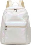 LEDAOU Mini Backpack Girls Cute Small Backpack Purse for Women Teens Kids School Travel Shoulder Purse Bag, Metallic White, Small, 1 Pcs