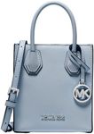 Michael Kors Mercer Extra-Small Pebbled Leather Crossbody Bag, Pale Blue