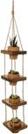 EXCELLO GLOBAL PRODUCTS Rustic 4-Tier Wooden Hanging Planter with Distressed Finish - Farmhouse Style. Comes with 4 Terracotta Pots, Ready for Hanging.