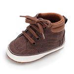 RVROVIC Baby Boys Girls Anti-Slip Sneakers Soft Ankle Boots Toddler First Walkers Newborn Crib Shoes(12-18 Months Toddler, 2-Brown)