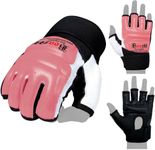 KIKFIT Leather Body Combat GEL Gloves MMA Neoprene Padded Boxing Punch Bag Martial Arts Mitts (Pink, L)