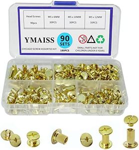 YMAISS 90 Sets Chicago Screws 3 Size 1/43/81/2in Brass Plated Screw Posts Bookbinding Posts Binding Screw Chicago Button Post Rivets Screw Belt Screws Leather Photo Albums Screw Phillip HeadGold