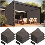 3 Pcs Sun Shades Outdoor Patio Privacy Screen Fabric Cloth Shade with Grommets Outdoor Roller Shades for Patio 10 ft Wide Pergola Shade for Patio Garden Balcony, Mocha(10 x 10 ft)