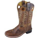 Smoky Children's Jesse Embroidered Leather Western Cowboy Boots - Brown Crackle