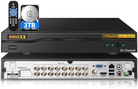16-Channel DVR Hybrid Capability 5.0MP HD 5-in-1 Digital Video Recorder Security DVR Recorder AHD/Analog/TVI/CVBS/IP Security Camera System Video Surveillance,Max to 6TB (3TB HDD Included)