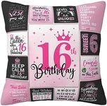 Sweet 16 Gifts for Girls, Gifts for 16 Year Old Girl, 16th Birthday Gifts for Girls, Sweet Sixteen Gift Ideas, Present for 16 Year Old Girl, 16th Birthday Decorations Throw Pillow Cover 18 X 18 Inch