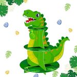 VOOEOWO Dinosaur Cupcake Stand Dinosaur Birthday Party Decorations Cupcake Holder Tower Stand for 24 Cupcakes Boys Dinosaur Jungle Theme Birthday Party Supplies 3 Tier Dessert Display Stand