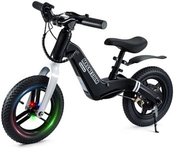 GROWNEER Electric Balance Bike for Kids 3-5 Year Old Boys Girls, 12 Inch Pneumatic Tires, 3 Speed Settings (3.1/6.2/9.3 mph), Light-up Front Tire & Adjustable Seat, 9.3 Mile Range, Black