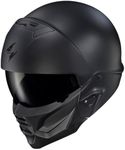 ScorpionEXO Covert 2 Open Face 3/4 Full Mode Motorcycle Helmet Bluetooth Ready Speaker Pockets Interchangeable Mouth Cover DOT Approved Solid (Matte Black - Large)