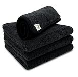 SOFTSPUN Microfiber High, Loop Silk Banded Edges,Car Cleaning Cloths, 40x40cms 4pcs (Black) Towel Set 380 GSM Highly Absorbent, Multi-Purpose Cleaning Cloth