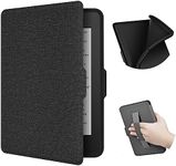 ERUNTO Case for 6-inch Kindle Paperwhite 1/2/3, TPU Cover with Cloth Texture and Handle Strap on The Back, Magnetic Shell Cover with Smart Wake-up/Sleep Function (Black)